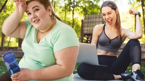 Před a po: žena před zhubnutím a po zdravém tréninku